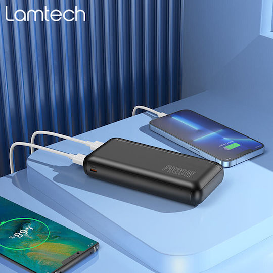 Lamtech Power Bank 20000mAh 22.5W with 2 USB-A Ports and 2 USB-C Ports Power Delivery / Quick Charge 3.0 Black view 9