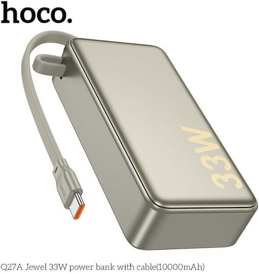 Hoco Q27A Power Bank 10000mAh 33W with USB-A Port Gold vue 3