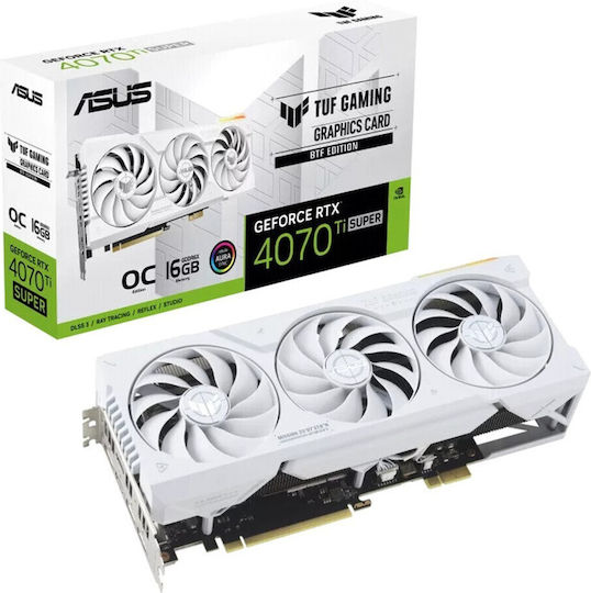 Asus GeForce RTX 4070 Ti Super 16GB GDDR6X TUF Gaming BTF OC White Graphics Card view 2