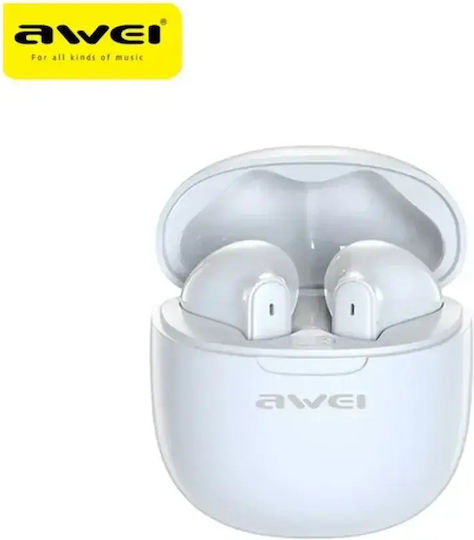 Awei T68 Earbud Bluetooth Handsfree Earphones with Charging Case White view 1