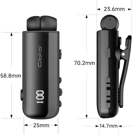 Firo Earbud Bluetooth Handsfree Earphones Black view 2