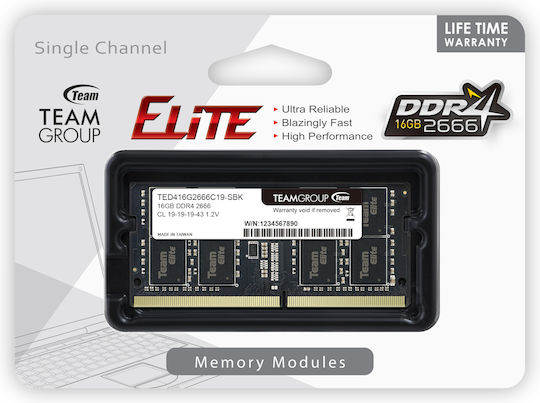 TeamGroup Elite DDR4 with Module 1x16GB and Speed 2666 for Laptop TED416G2666C19-S01 vista 2