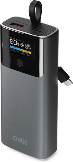 SBS Power Bank 10000mAh 20W with USB-A Port and USB-C Port Power Delivery Gray view 1