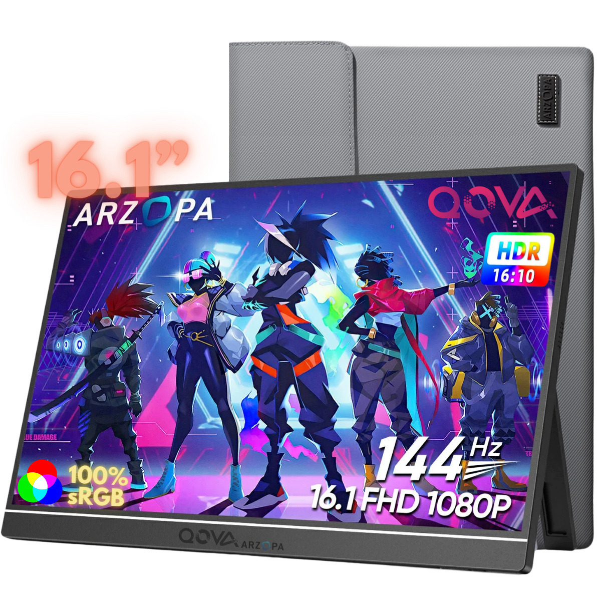 Qova Z1FC HDR Portable Monitor 16.1" FHD 1920x1080 144Hz Gray