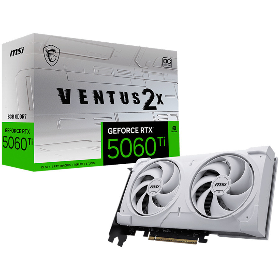MSI GeForce RTX 5060 Ti 8GB GDDR7 Ventus 2X OC Plus White Graphics Card view 1