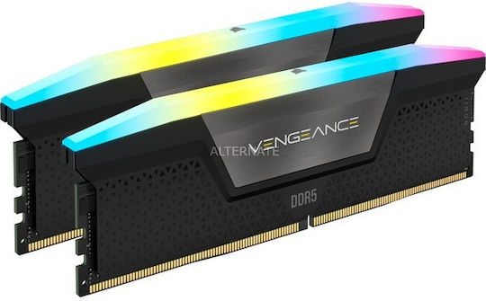Corsair Vengeance RGB DDR5 64GB RAM with 2x32GB Modules and Speed 5600 for Desktop CMH64GX5M2B5600Z40K view 3