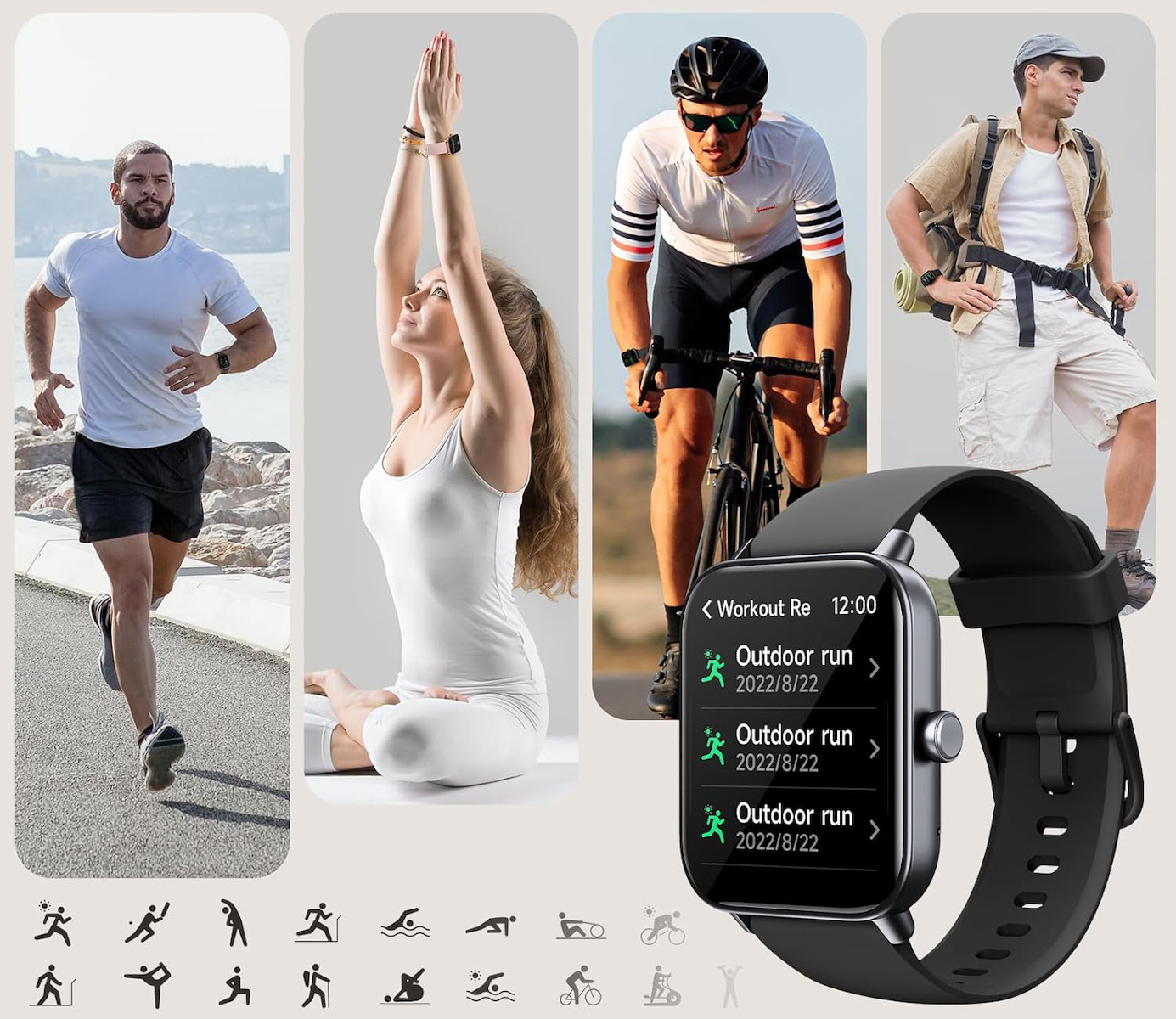 AEAC IDW19 Smartwatch with Heart Rate Monitor (Black) view 2