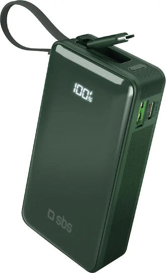 SBS Power Bank 10000mAh 22.5W with USB-A Port and USB-C Port Power Delivery Green