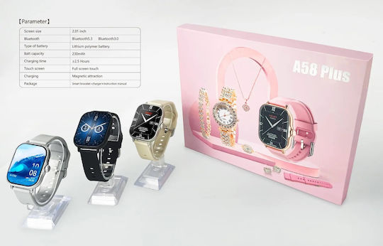 A58 Smartwatch (Beige) view 2