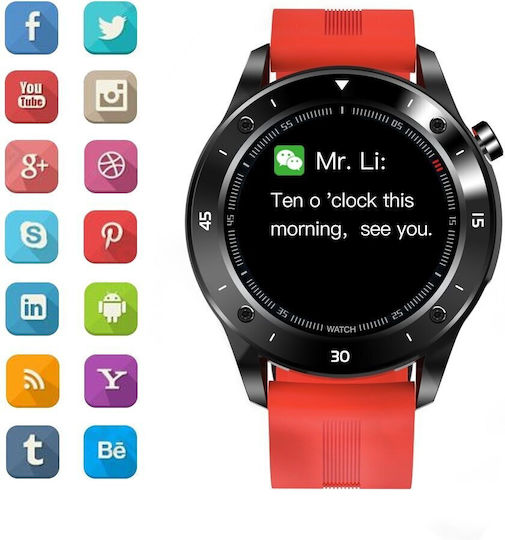 Nubi T22r Men's Sports Smartwatch Heart Rate Calories Blood Pressure Notifications Ip67 Waterproof Red view 4