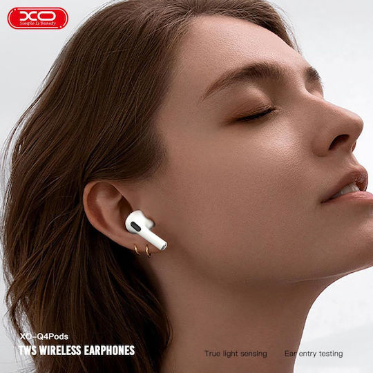 XO Q4 Earbud Bluetooth Handsfree Earphones with Charging Case White view 6