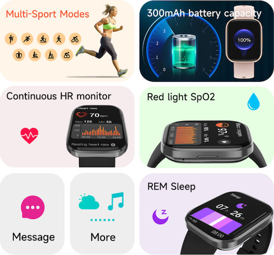 Naxius NXSTC-33 Smartwatch with Heart Rate Monitor (Black) view 6