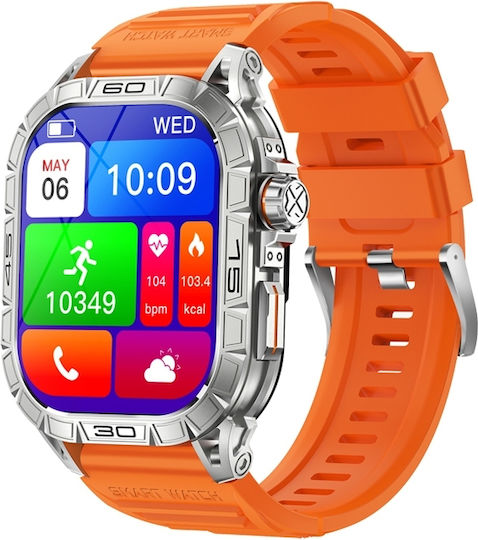 K63 1.96-inch Heart Rate Blood Oxygen Monitoring Bluetooth Call Sports Smart Watch Color Orange view 2