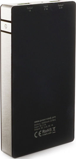 PowerNeed P10000B Power Bank 10000mAh with 2 USB-A Ports Black vue 3