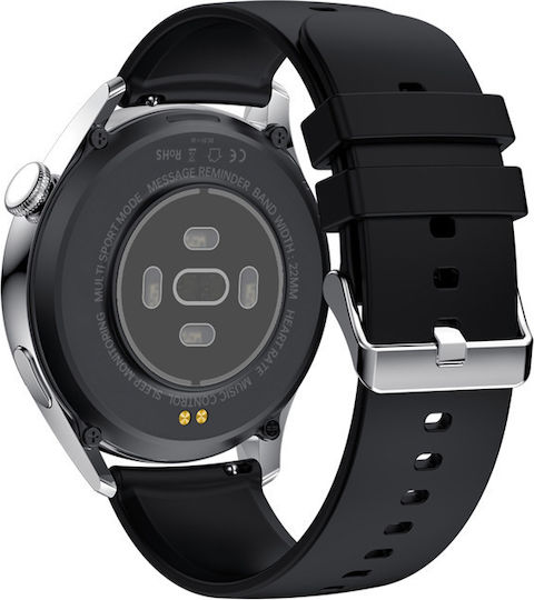 Keshuyu GT5 Stainless Steel 46mm Smartwatch with Heart Rate Monitor (Silver) view 2