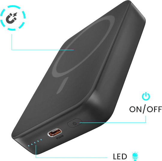 BWOO BO-P59 MagSafe Power Bank 10000mAh with USB-C Port Black view 7