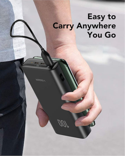 Veger T100 Power Bank 20000mAh 100W with USB-A Port and 2 USB-C Ports Power Delivery Black view 4