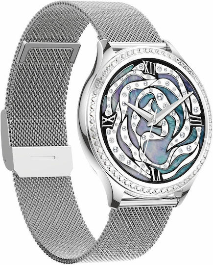 Ak53 Ip67 Bt5.2 1.32inch Smart Watch Support Voice Call Health Monitoring Style:steel Mesh Strap Silver view 2