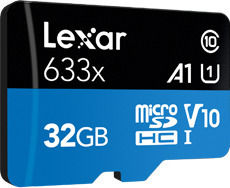 Lexar High-Performance 633x microSDHC 32GB U1 V10 A1 UHS-I 100MB/s with Adapter view 2