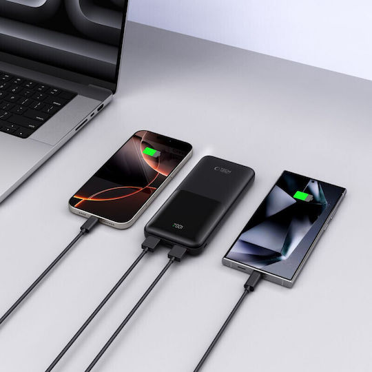Tech-Protect PB01 Power Bank 10000mAh 22.5W with 2 USB-A Ports and USB-C Port Black vue 2