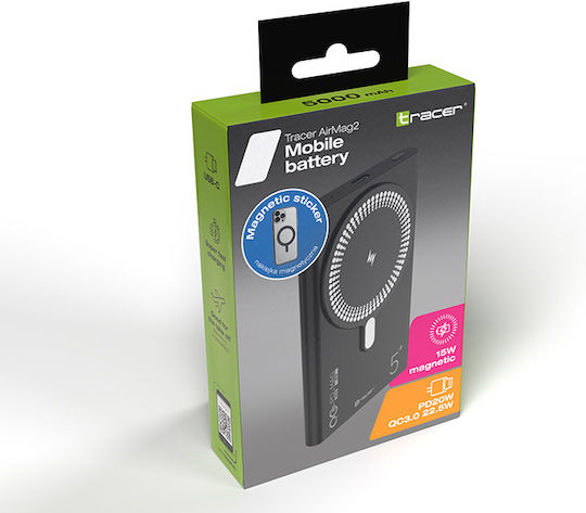 Tracer AirMag2 MagSafe Power Bank 5000mAh with USB-C Port Black view 2