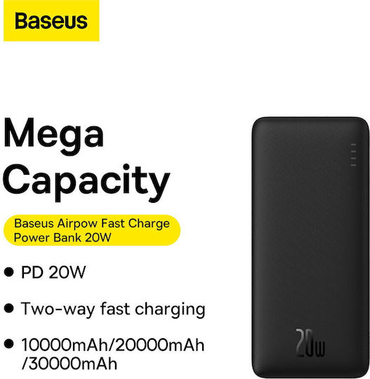 Baseus Power Bank 30000mAh 20W with 2 USB-A Ports and USB-C Port Black view 6
