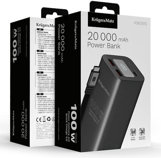 Kruger & Matz Power Bank 20000mAh 100W Black view 9