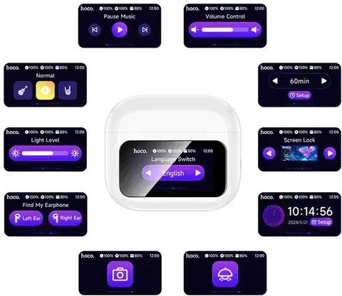 Hoco EW81 Earbud Bluetooth Handsfree Earphones with Sweat Resistance and Charging Case Transparent view 5