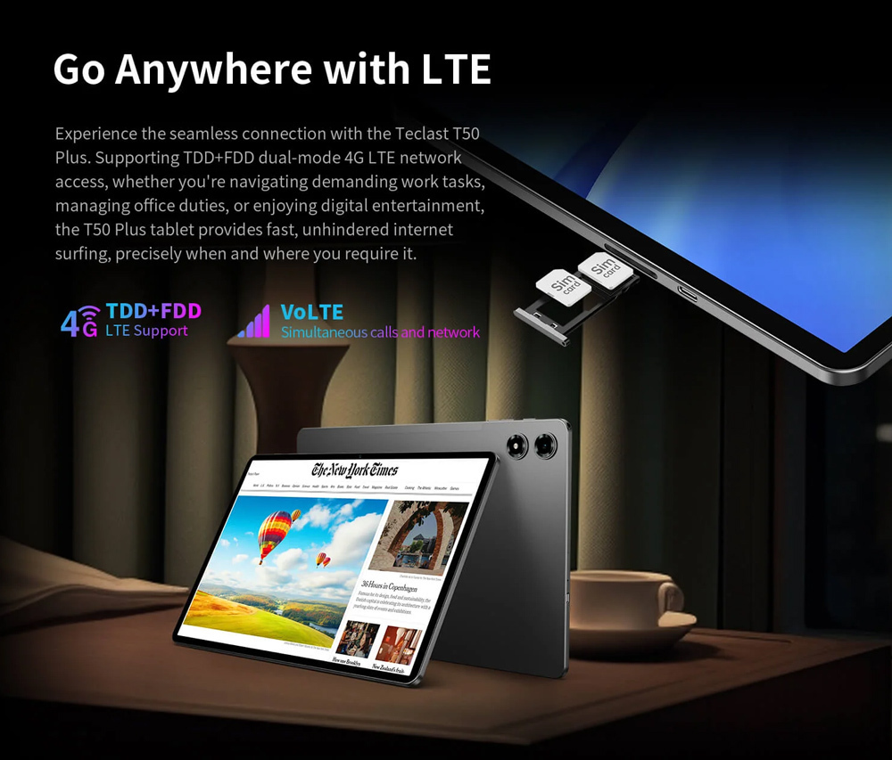 Teclast T50 Plus 2025 4G 11Inches Tablet (8GB/256GB) Gray view 4