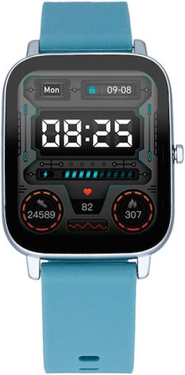 Radiant Palm Beach Smartwatch with Heart Rate Monitor (Silver / Blue Silicone)