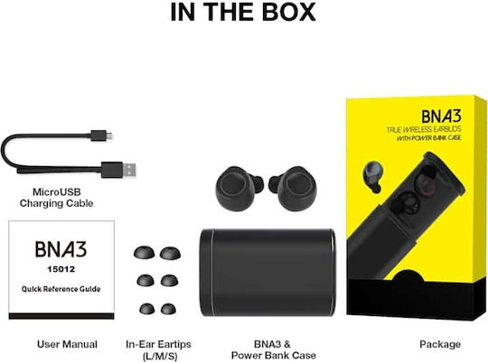 Jabees BNA3 In-ear Bluetooth Handsfree Earphones with Charging Case Black view 6