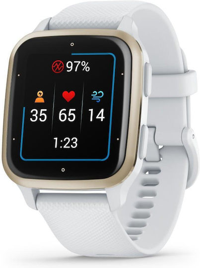 Garmin Venu Sq 2 Aluminium 40mm Waterproof Smartwatch with Heart Rate Monitor (Cream Gold Aluminum Bezel with White Case and Silicone Band) view 2