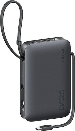 Usams XR Series CD228 Power Bank 10000mAh 20W with USB-A Port and USB-C Port Gray