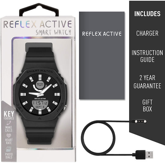 Reflex Active Series 26 42mm Smartwatch with Heart Rate Monitor (Black) view 6