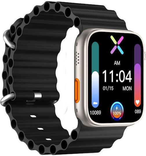 Techancy Tw8 Ultra Smartwatch with Heart Rate Monitor (Black)