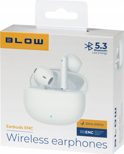 Blow Earbuds ENC Bluetooth Handsfree Earphones with Charging Case White view 6
