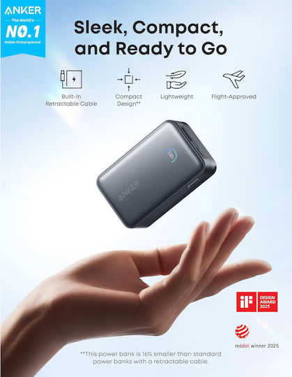 Anker Nano Power Bank 10000mAh 45W with USB-A Port and USB-C Port Power Delivery Black view 7