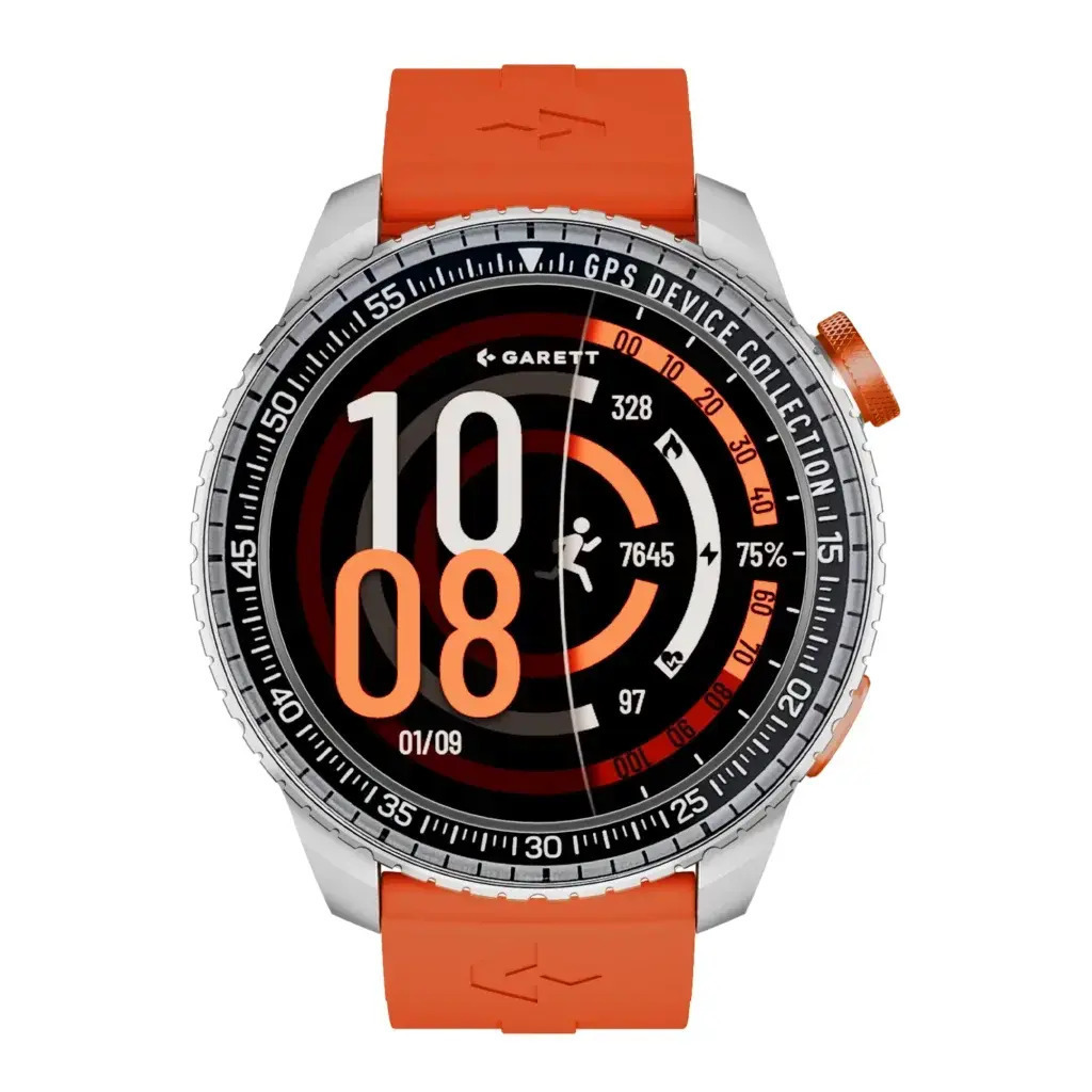 Garett Compass 53mm Waterproof Smartwatch with Heart Rate Monitor (Silver) view 1