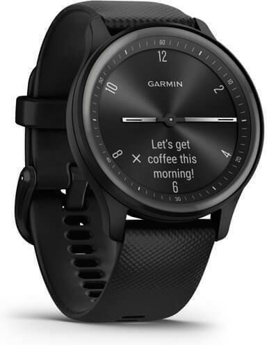 Garmin Vivomove Sport 40mm Waterproof Smartwatch with Heart Rate Monitor (Black Case and Silicone Band with Slate Accents) view 3