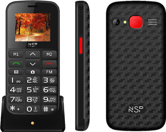 NSP 2000DS Dual SIM Mobile with Large Buttons (Greek Menu) Black view 1