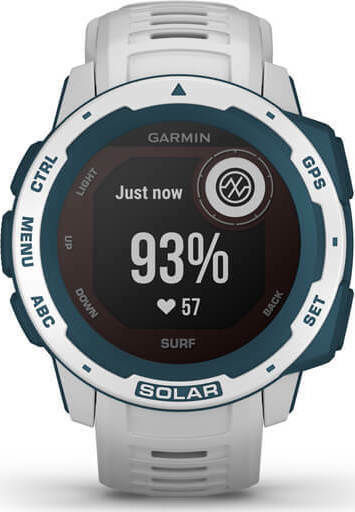 Garmin Instinct Solar Surf Edition 45mm Waterproof Smartwatch with Heart Rate Monitor (Cloudbreak) vue 7