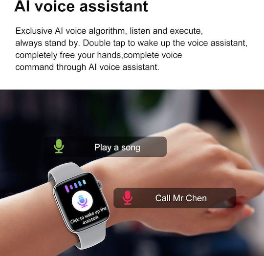 DT7 45mm Smartwatch with Heart Rate Monitor (Silver) view 6