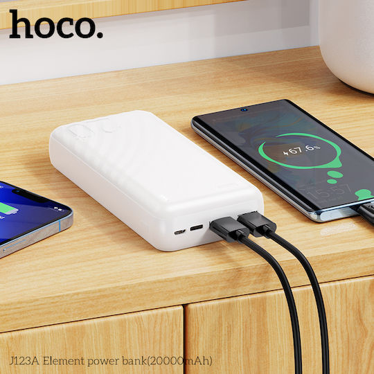 Hoco J123A Power Bank 20000mAh with 2 USB-A Ports and 2 USB-C Ports White view 2