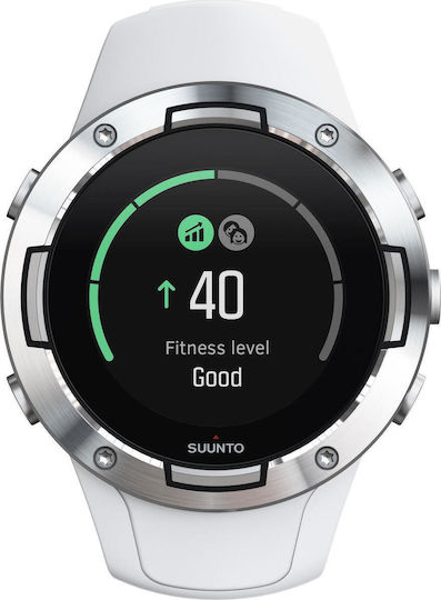 Suunto 5 Stainless Steel 46mm Waterproof Smartwatch with Heart Rate Monitor (White)
