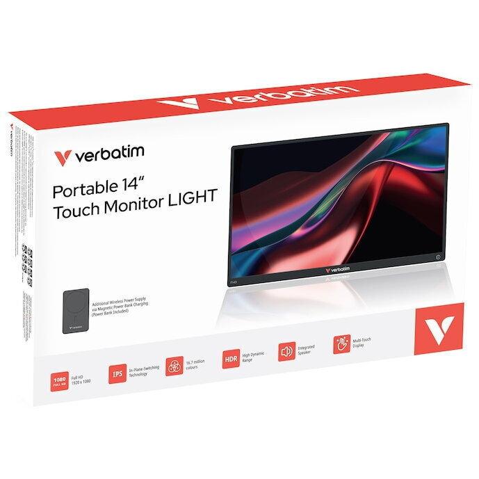 Verbatim 32088 IPS HDR Touch Portable Monitor 14" FHD 1920x1080 144Hz with Response Time 6ms GTG view 3