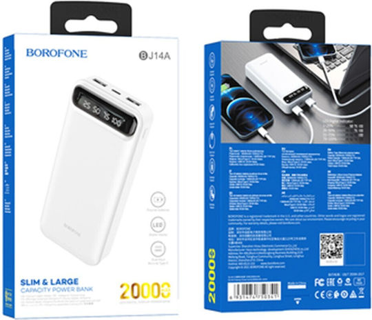 Borofone BJ14A Power Bank 20000mAh 74W with 2 USB-A Ports White view 3
