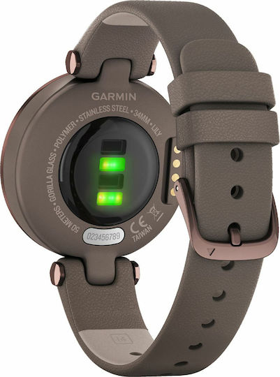 Garmin Lily Classic Stainless Steel Waterproof Smartwatch with Heart Rate Monitor (Dark Bronze Bezel with Paloma Case and Italian Leather Band) view 8
