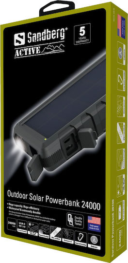 Sandberg Outdoor Solar Power Bank 24000mAh with 2 USB-A Ports and USB-C Port Quick Charge 3.0 Black vue 5