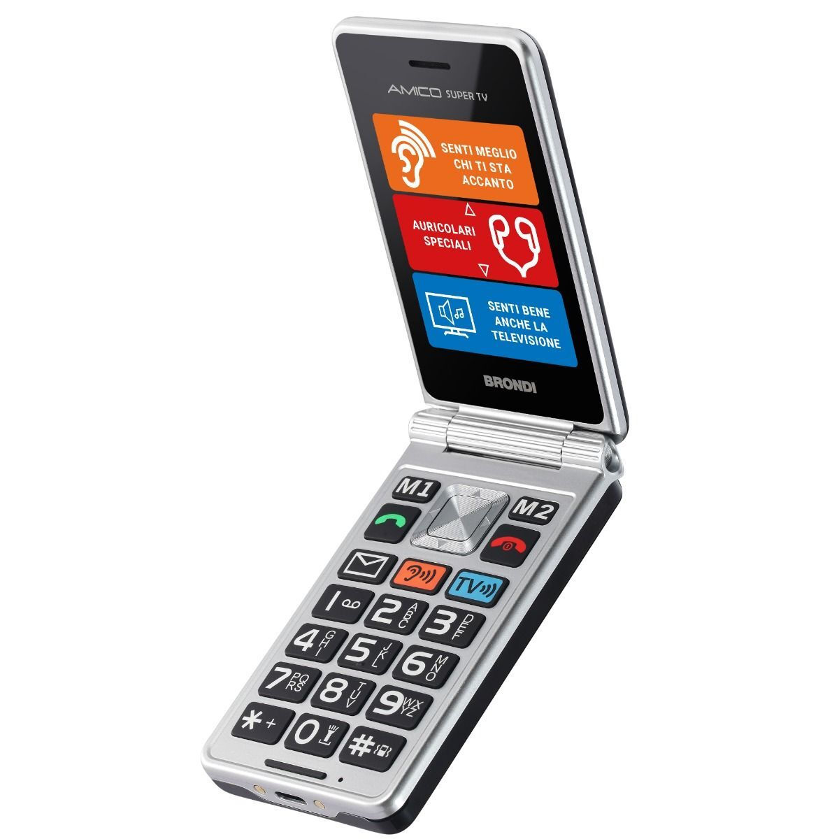 Brondi Amico Super TV Dual SIM Mobile with Large Buttons Gray view 3