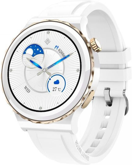 Aoke E23 Stainless Steel 44mm Smartwatch with Heart Rate Monitor (White) view 3